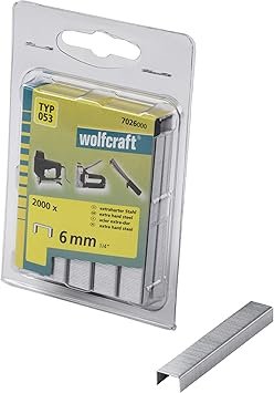 wolfcraft Grapa de lomo ancho, acero extra duro, tipo 053 I 7026000 I Ideales para fijar telas, teji