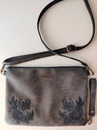 Bolso Bandolera Misako Gris Bordado