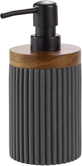 Douceur d'Intérieur Niagara Soap Dispenser Diameter 8 x 17 cm Anthracite Polyresin Acacia