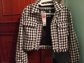 Chaqueta de cuadros blanco y negro