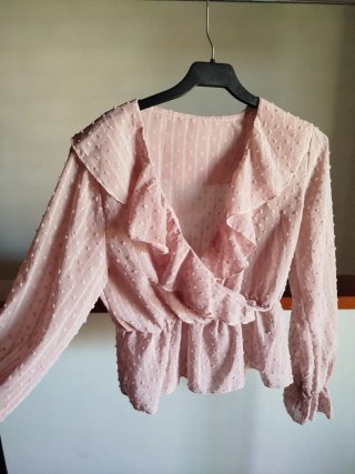 Blusa Peplum Rosa con Volantes