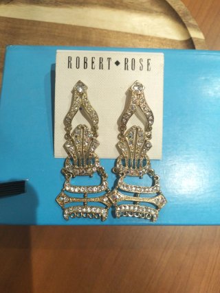 Pendientes Robert Rose Dorados vintage art deco