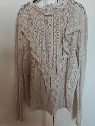 Camisa Romántica de Encaje Beige