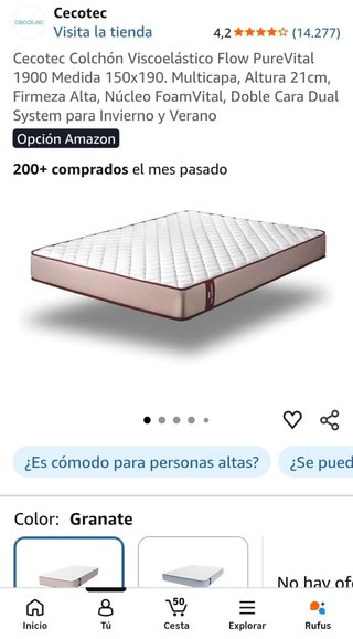 Colchón Cecotec Flow PureVital 150x190