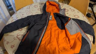 Parka de niño azul y naranja 9 ,10 años