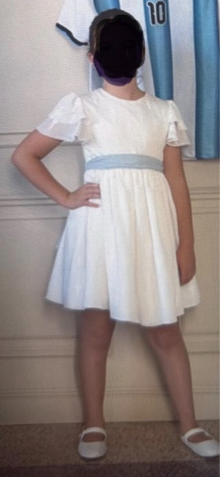 Vestido Blanco con Corona de Flores niña 9 años