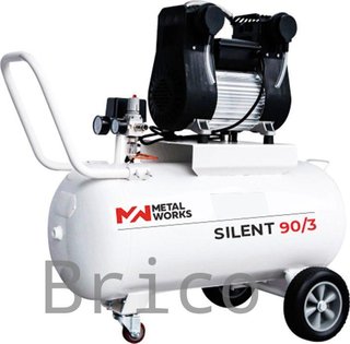 Compresor de Aire 90 Litros Sin Aceite 10 Bar 230V - Silent 90/3 - METALWORKS