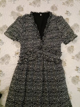Vestido Estampado Blanco y Negro
