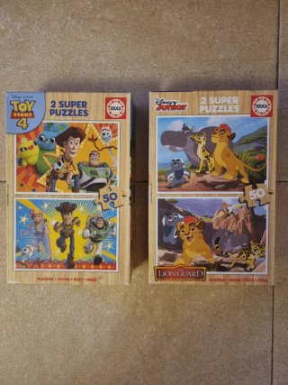 4 Puzzles Disney de madera (Toy Story y Rey León)