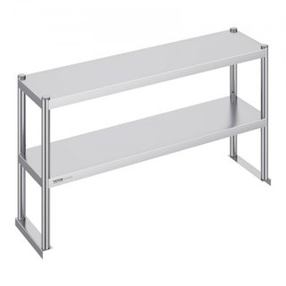 Estante doble y repisa, acero inox, alto regulable