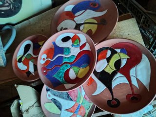 Set de 5 Platos Decorativos de Cerámica