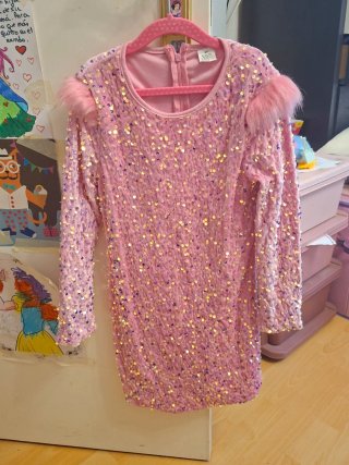 Vestido de Fiesta Rosa con Lentejuelas Talla 8