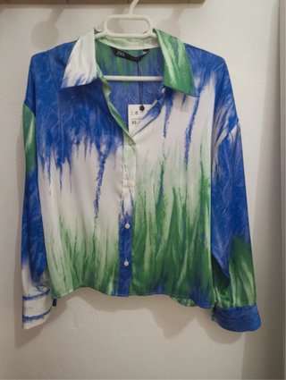 Camisa Zara Azul y Verde