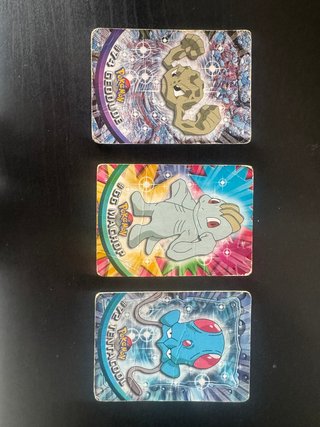 3 Cromos Pokémon Topps TV Geodude Machop Tentacool