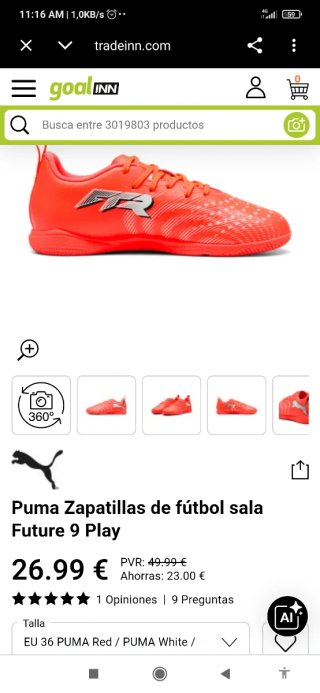 Zapatillas Fútbol Sala Puma Future 9 Play T36