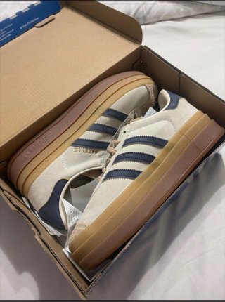 Adidas Gazelle Bold Beige y Azul Talla 38 2/3