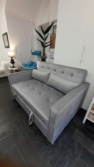 Sofá Cama 2 Plazas Gris de Terciopelo