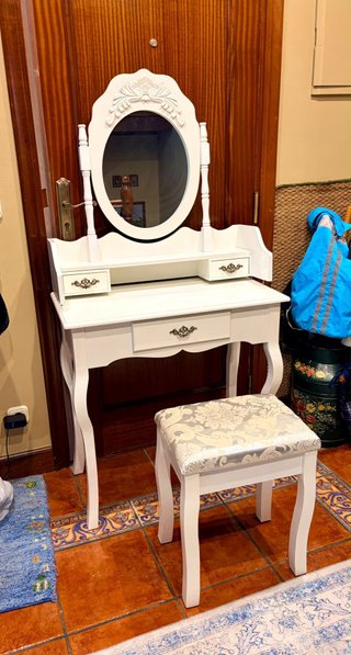 Tocador de Maquillaje Blanco con espejo