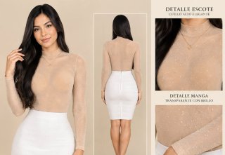 Body de Manga Larga con Brillo
