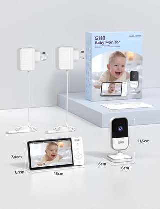 NUEVO - Cámara Vigilancia Bebé GHB 5 Pantalla IPS