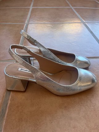 Tacones Plateados Stradivarius Talla 36