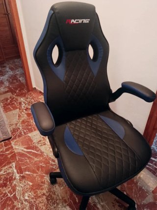 Sillón de ordenador Racing negro y azul