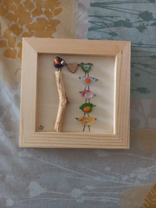 Cuadro artesanal de pajaritos