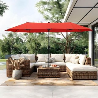 Doble Sombrilla Solar Roja 380x200 cm