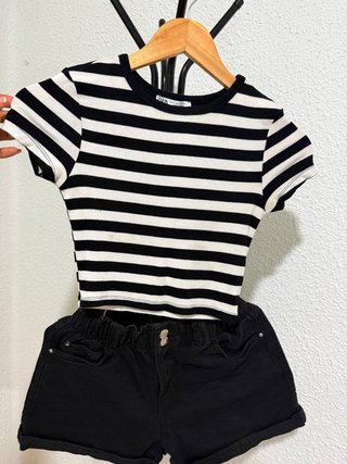 Conjunto Zara Rayas Blanco y Negro Talla S