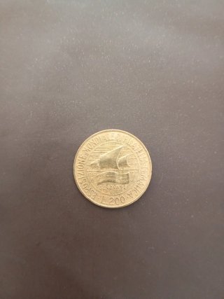 Moneta 200 Lire Genova 92 Filatelia
