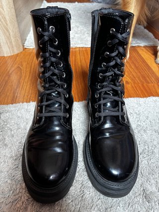 Botas Militares Even&Odd Negras Charol