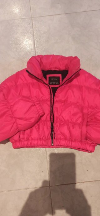 NUEVO Plumón CORTO rosa  Talla S