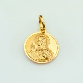 Colgante Oro 18K, Medalla Escapulario, 3,6gr, 3cm
