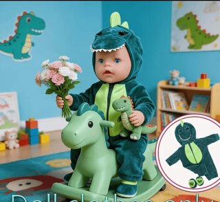 Conjunto de Ropa de Dinosaurio para Muñeca 43cm