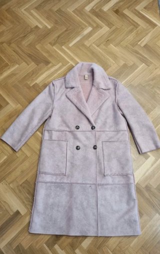 Abrigo Oversize de Piel Vuelta Rosa