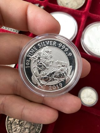 Moneda 1 Onza Plata 2019 San Jorge y el Dragón