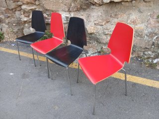 Set de 4 Sillas Ikea Rojas y Negras