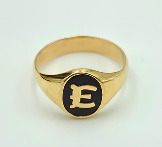 Anillo de Oro 18K Sello Letra E