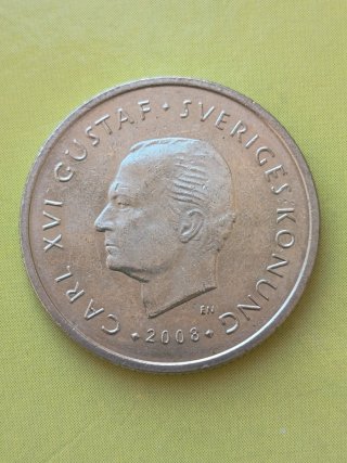 Moneda Suecia 2008 Carl XVI Gustaf 1 Corona