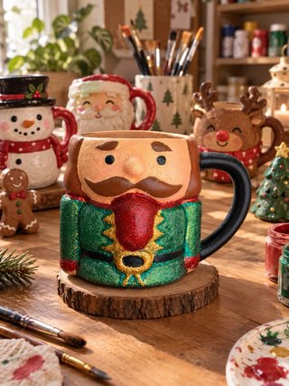 Taza Navideña Cascanueces Hecha a Mano