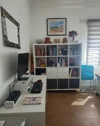IKEA KALLAX 4x4 blanco + 4 cajones + 4 cajas tela