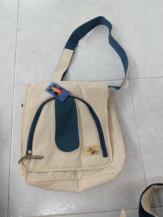 Bolso Bandolera Delgado Beige y Azul