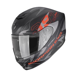 Casco Scorpion Exo-391 Key Negro Plata Rojo