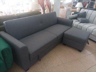 Sofá cama 2 plazas con futón gris Compartimientos