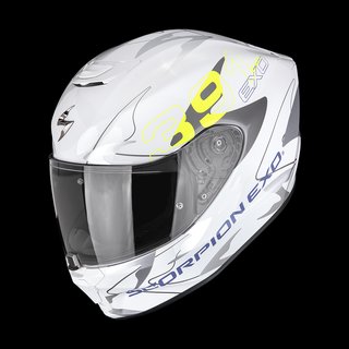 Casco Scorpion Exo-391 Key Blanco Plata Amarillo