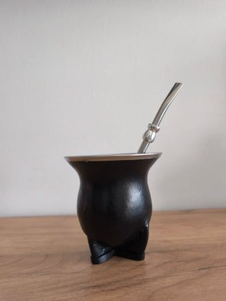 Mate Camionero de Cuero Negro