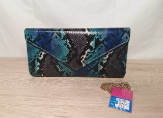 Bolso de mano estampado serpiente azul