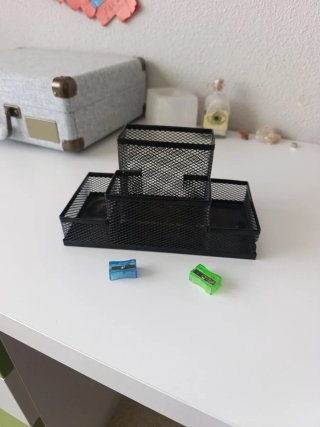 Organizador de escritorio de rejilla metálica