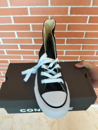 Zapatillas Converse Altas Negras tela y plataforma