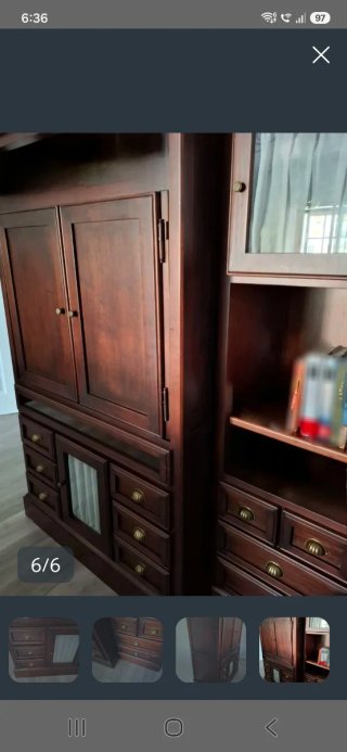 Mueble de salón de madera de pino color nogal